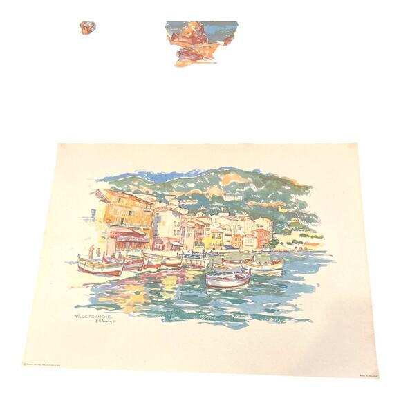 Art Vintage The Riviera 1950's Lithographs France Beaches Mid Century (4) - Picture 7 of 15